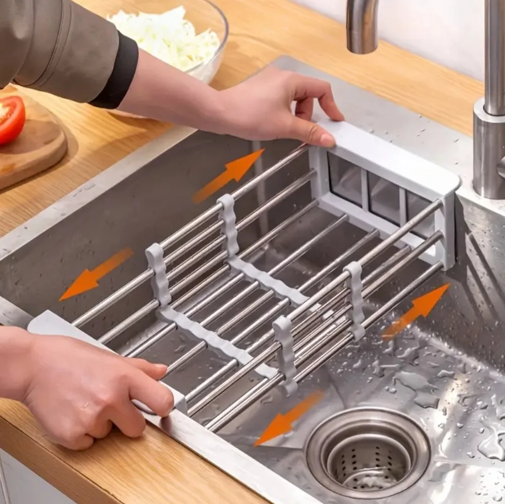 Adjustable Stainless Steel Over-Sink Dish Rack